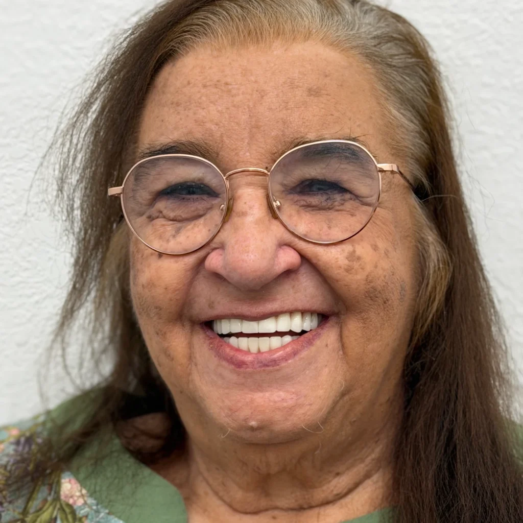 Judy smiling after all on 4 dental implants in Mesa, AZ